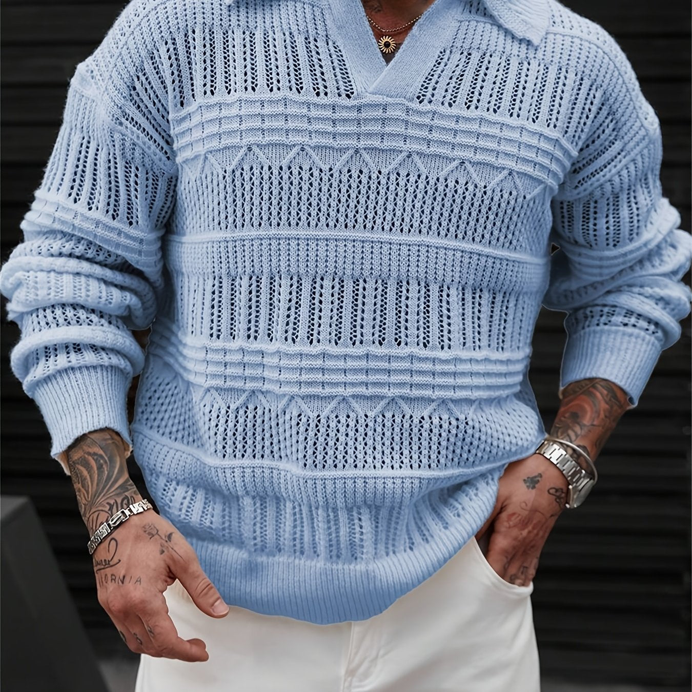 Zayrik | Heren Gebreide Trui met Kraag – Herfst Winter Pullover met Lange Mouwen
