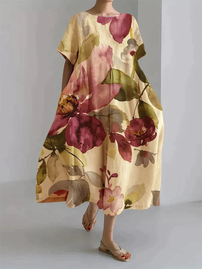 Audrey | Botanische bloemenjurk voor dames – Loszittende, zwierige zomerjurk