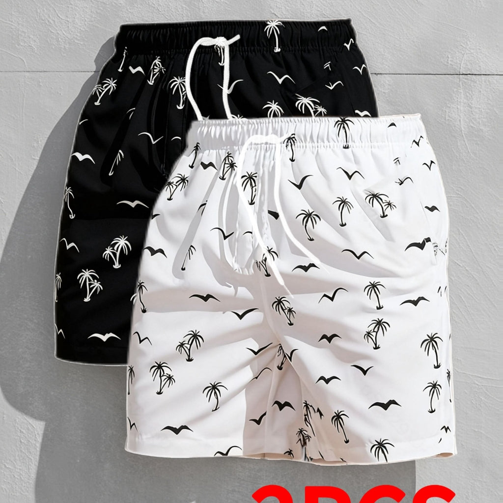 Taron | Tweedelige bermuda-set voor heren – botanisch print, sneldrogend