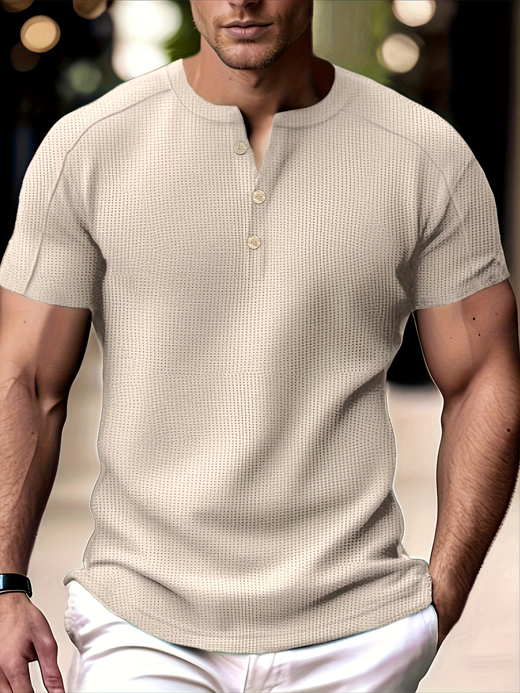 Wallace | Kurzarmhemd für Herren – Leichtes Waffelstrick-T-Shirt