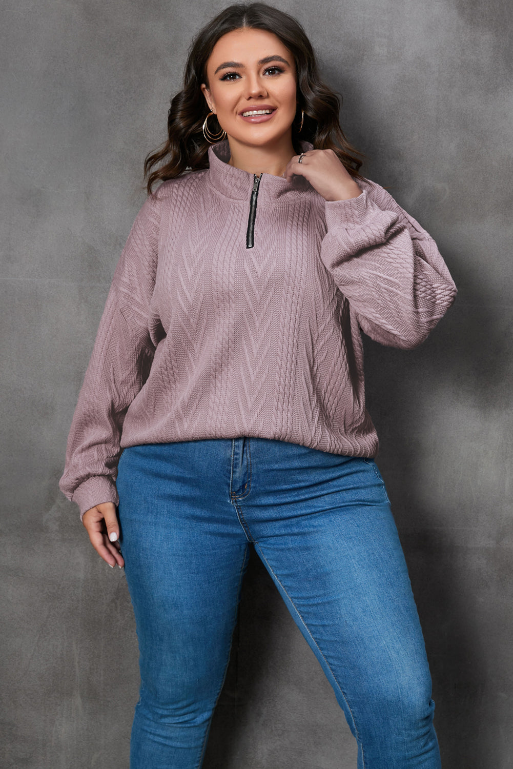 Kylina | Pull femme en maille, coupe oversize et demi-zip - Pull épais et confortable à col montant