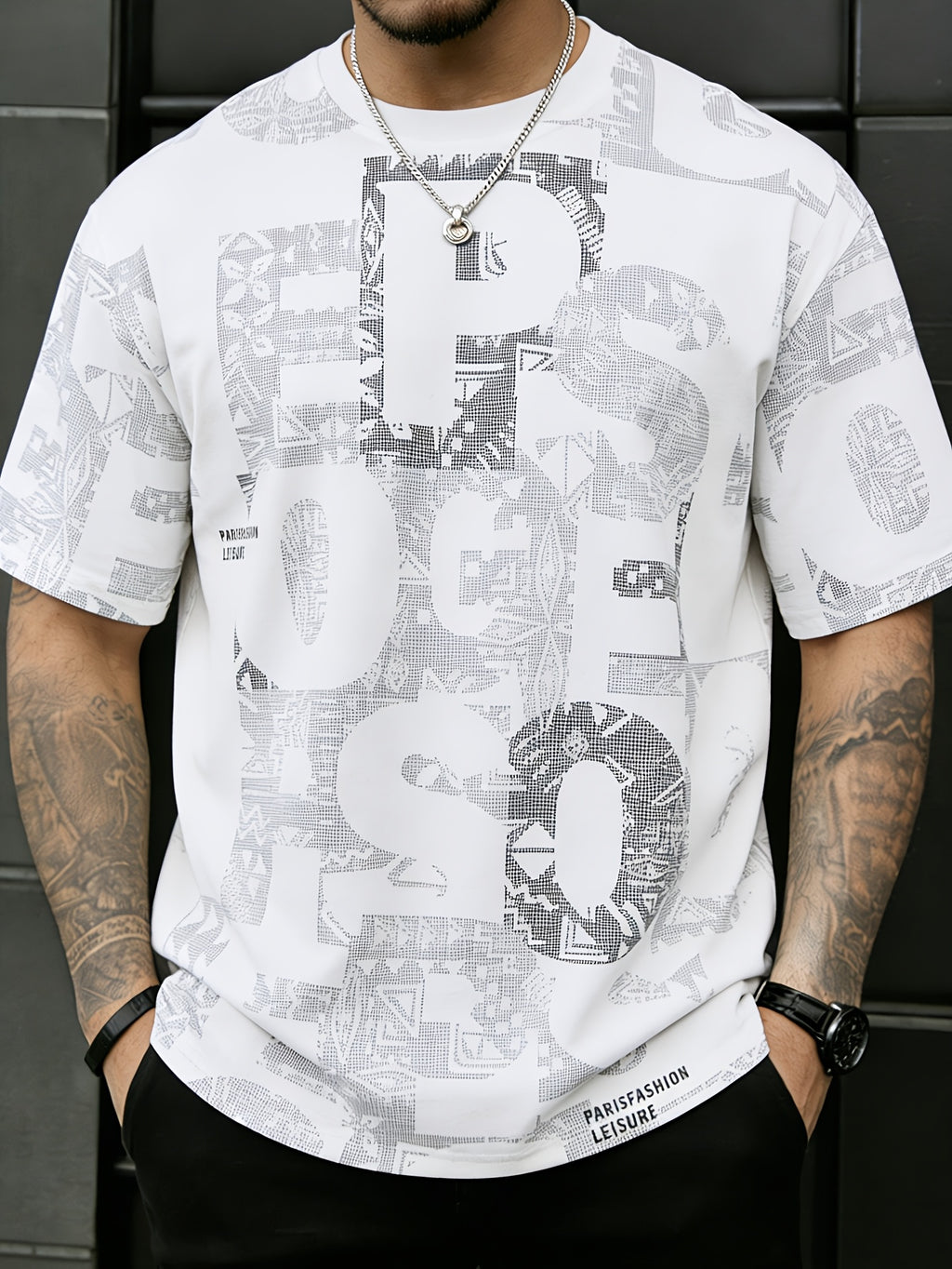 Benu | Heren zomers graphic T-shirt – losvallend T-shirt met ronde hals en korte mouwen