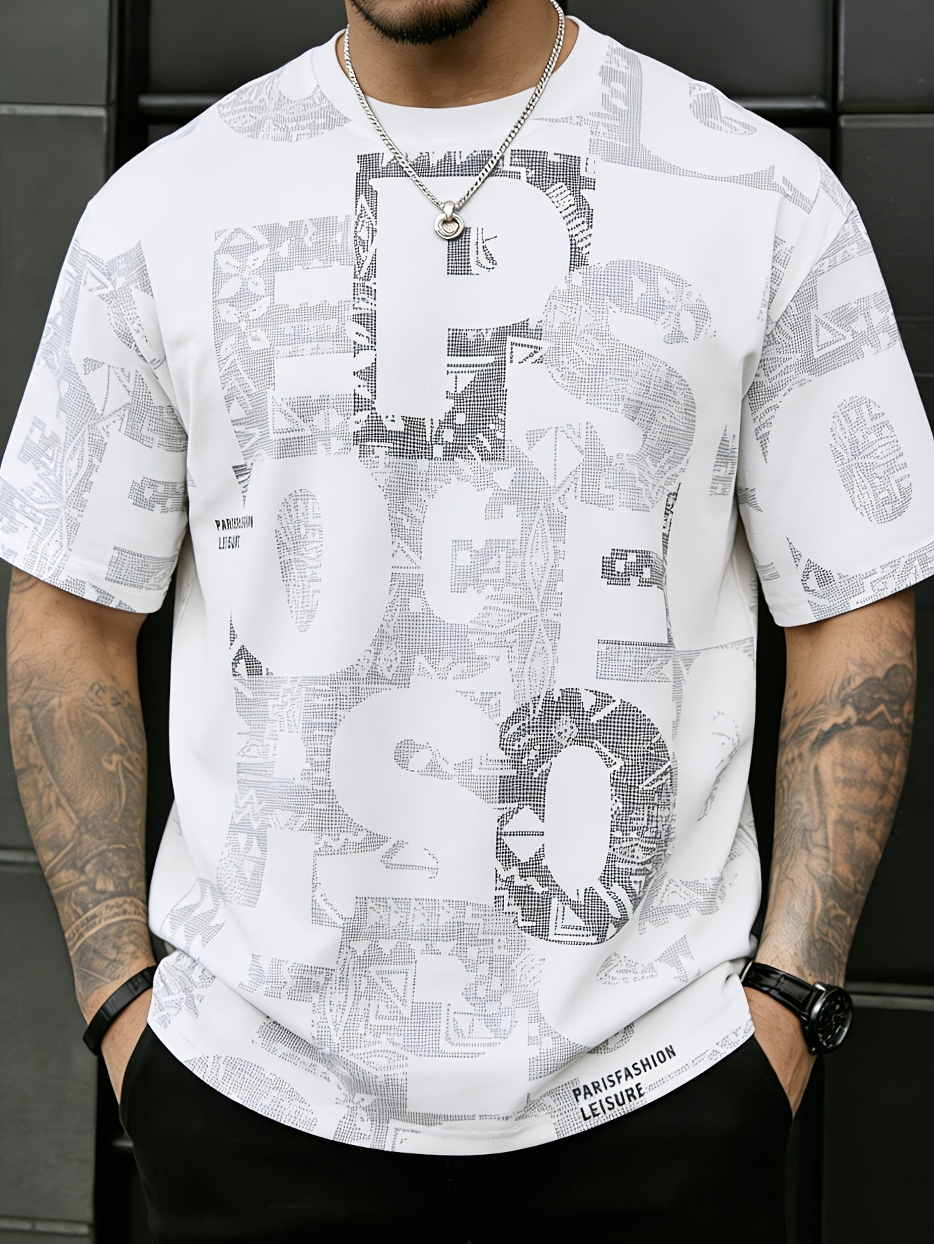 Benu | Heren zomers graphic T-shirt – losvallend T-shirt met ronde hals en korte mouwen