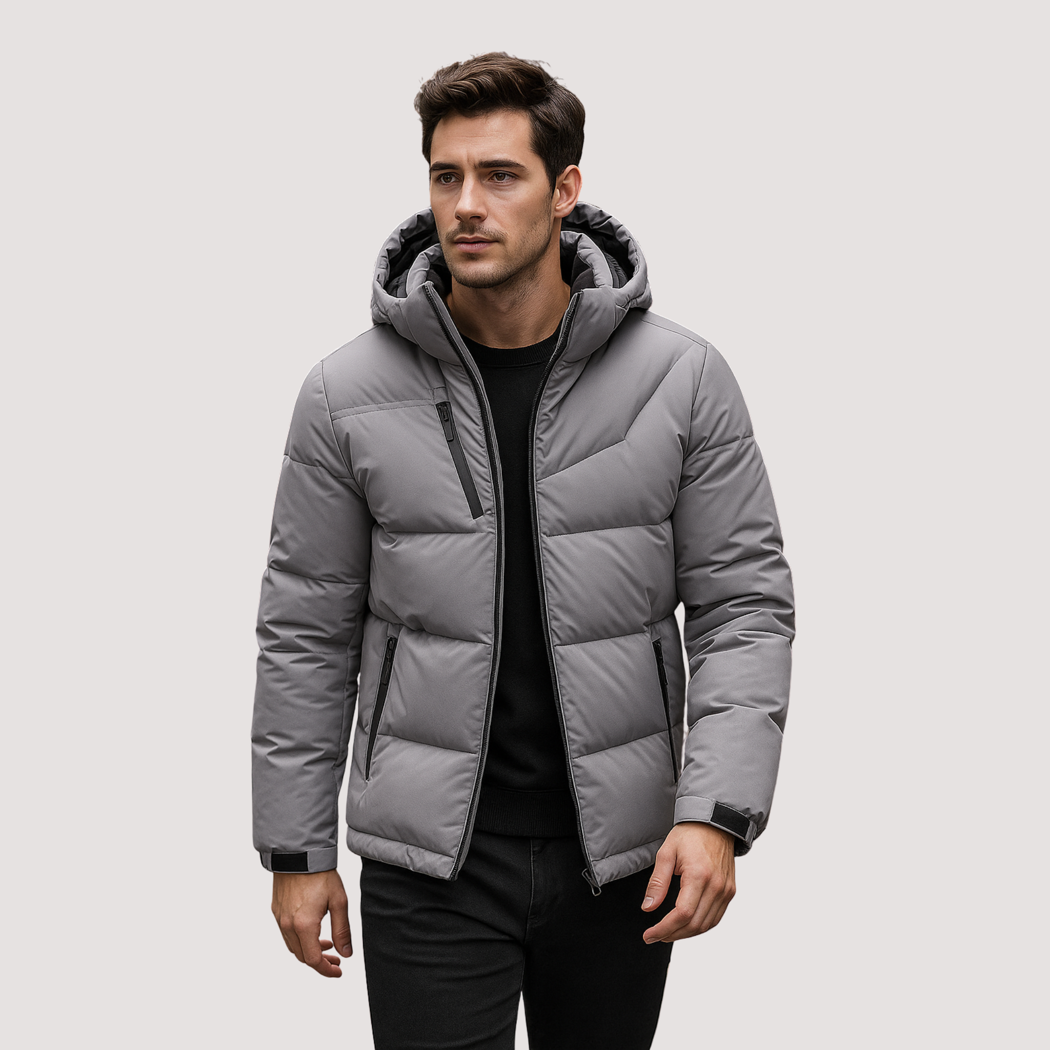 Galvyn | Heren donsjack met capuchon, winddichte winterjas met isolatie, waterafstotend