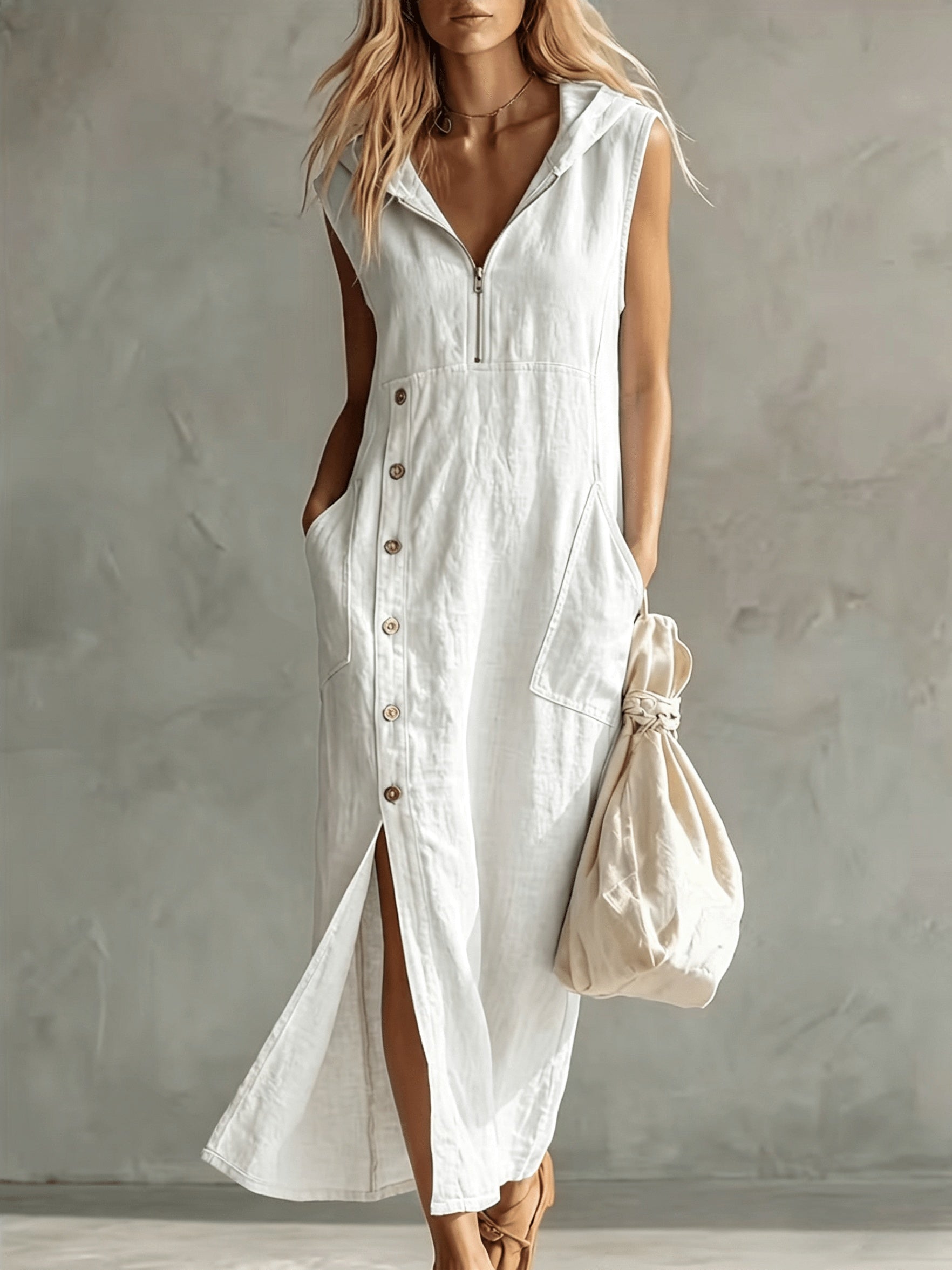 Kyrina | Zomerjurk met capuchon voor dames, casual, losse pasvorm, lichtgewicht, comfortabel