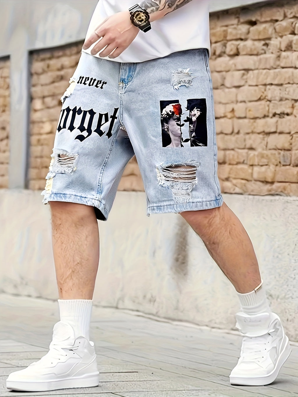 Therix | Heren-jeansshort met verweerde look – gescheurd, losse pasvorm