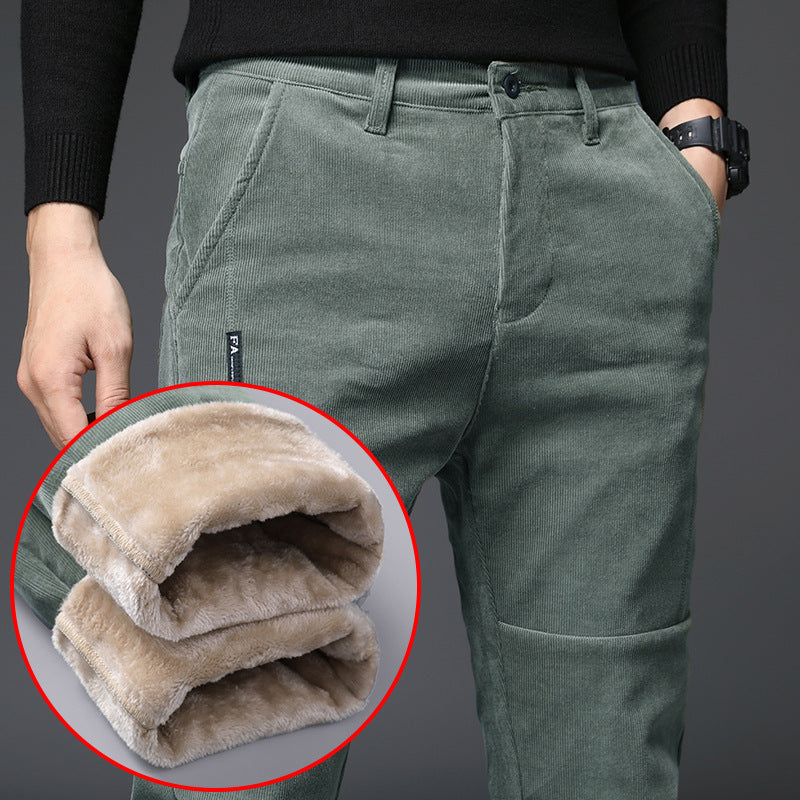 Lyrin | Premium corduroy winterbroek voor heren – Slim fit warme broek met fleecevoering