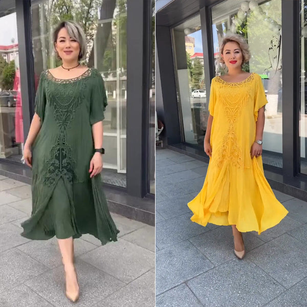 Fylia | Klassieke zomerjurk voor dames – comfortabele lichtgewicht casual midi-jurk