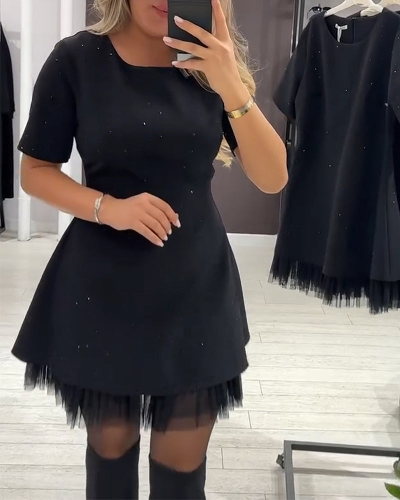 Zirethia | Sprankelende Mesh Mini Jurk voor Dames – Elegante Cocktail- en Avondjurk