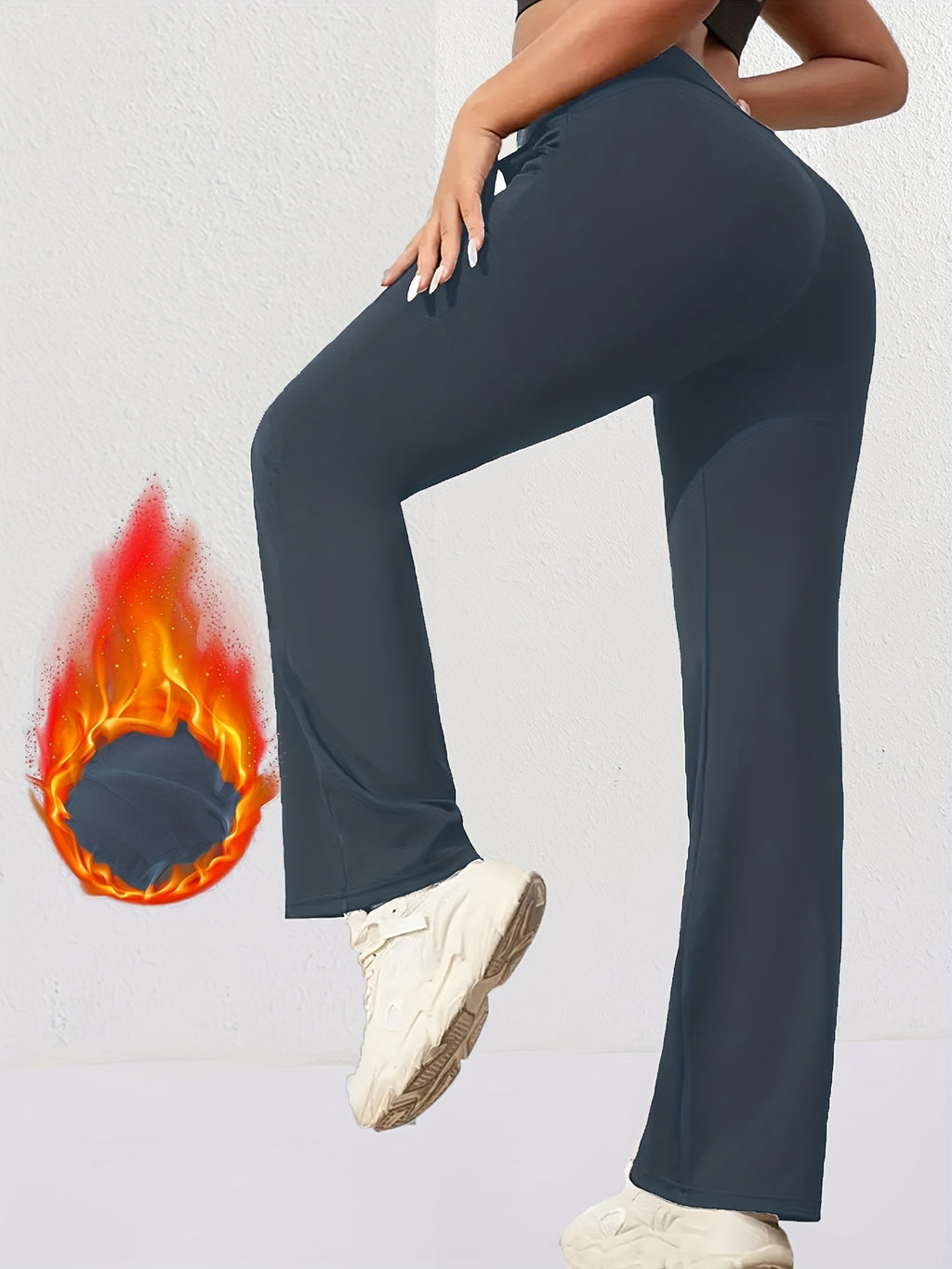 Birkita | Hoge taille, fleece gevoerde dikke winterlegging, zacht, rekbaar, warm, uitlopende pasvorm en zakken