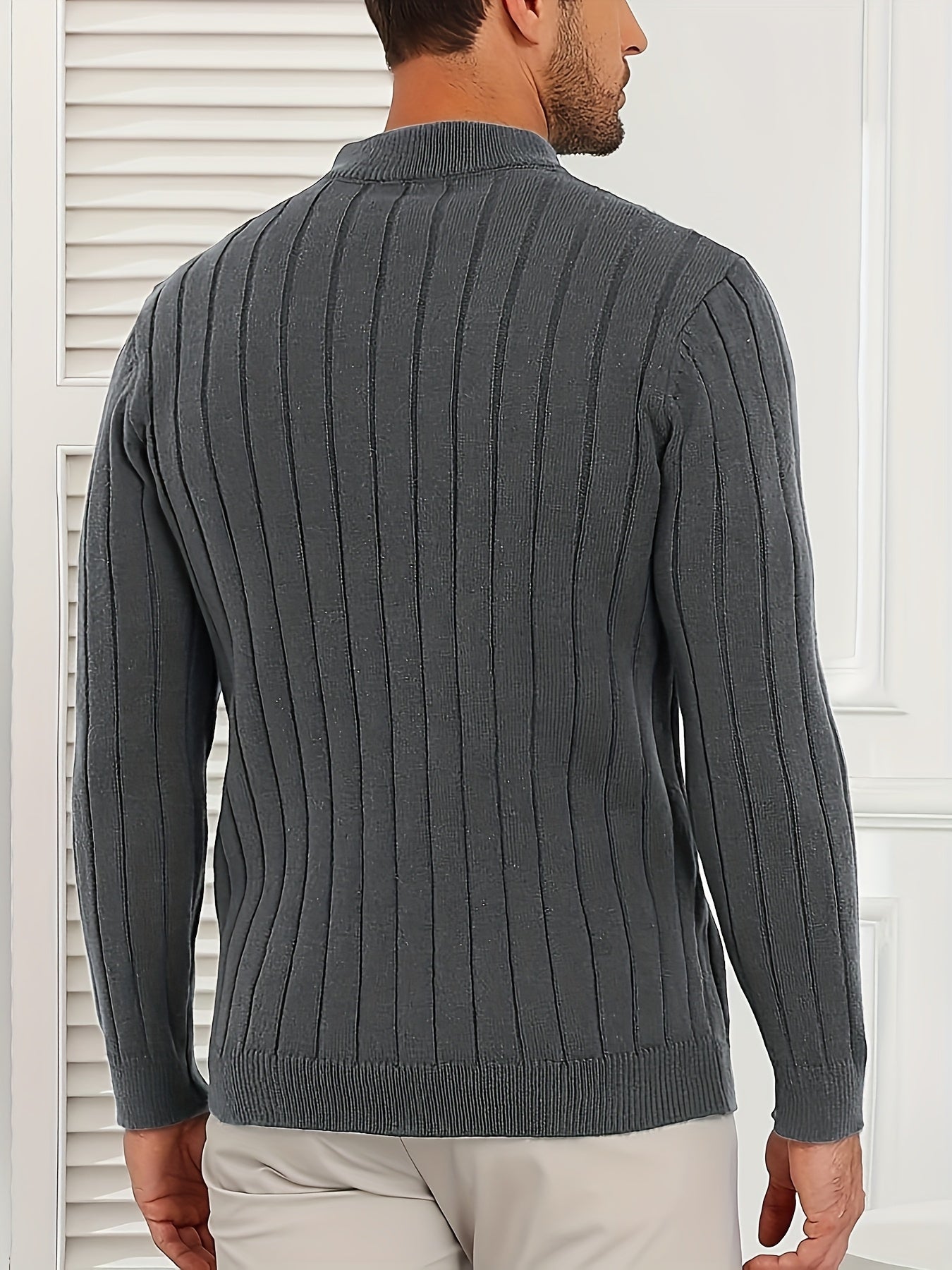 Brinor | Heren trui met halve rits – Casual trui met opstaande kraag, losse pasvorm, ritssluiting