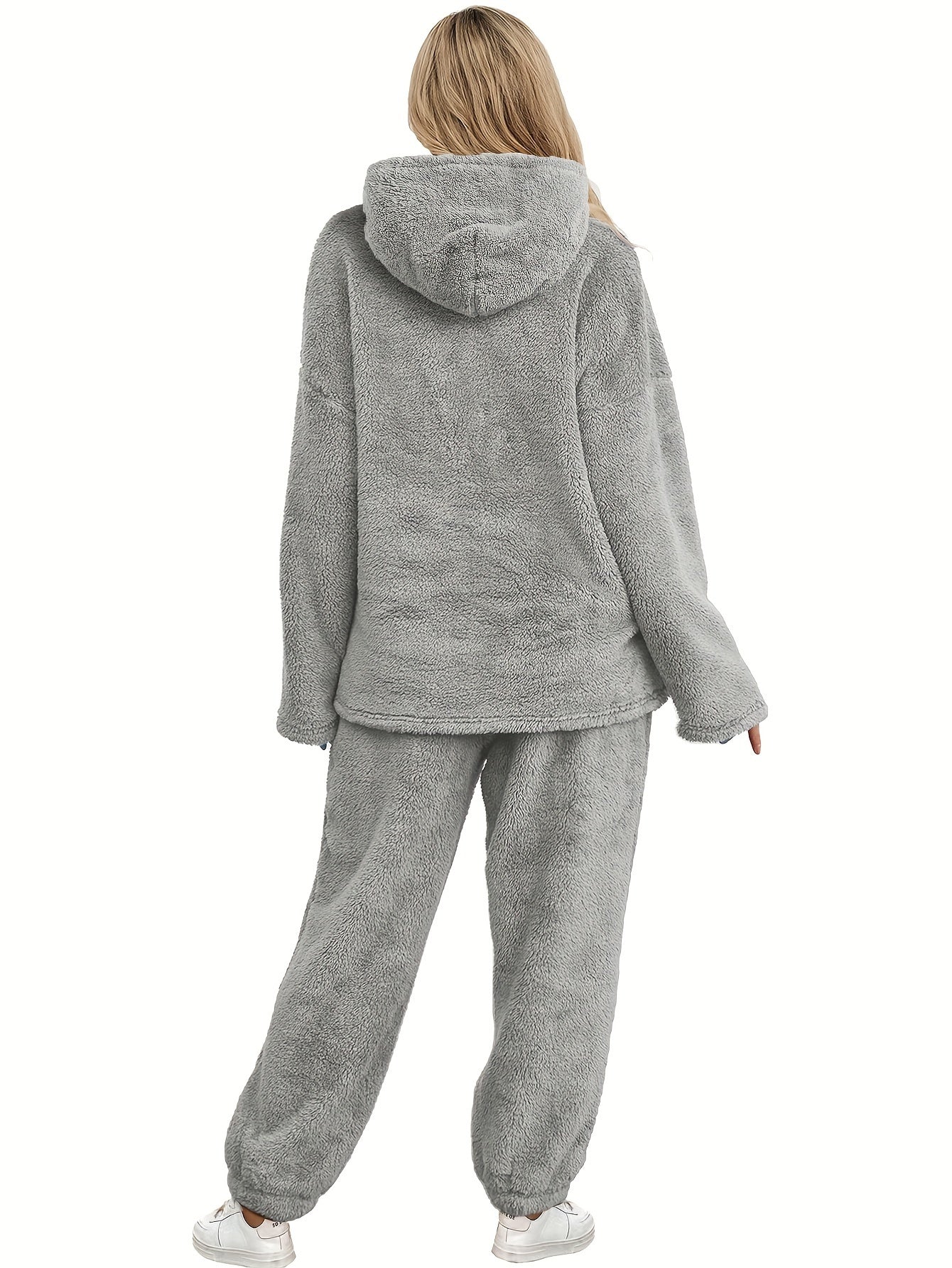 Drielle | Koraal Fleece Loungewear Set - Knusse Hoodie + Broek Warme Slaapkleding voor Herfst & Winter