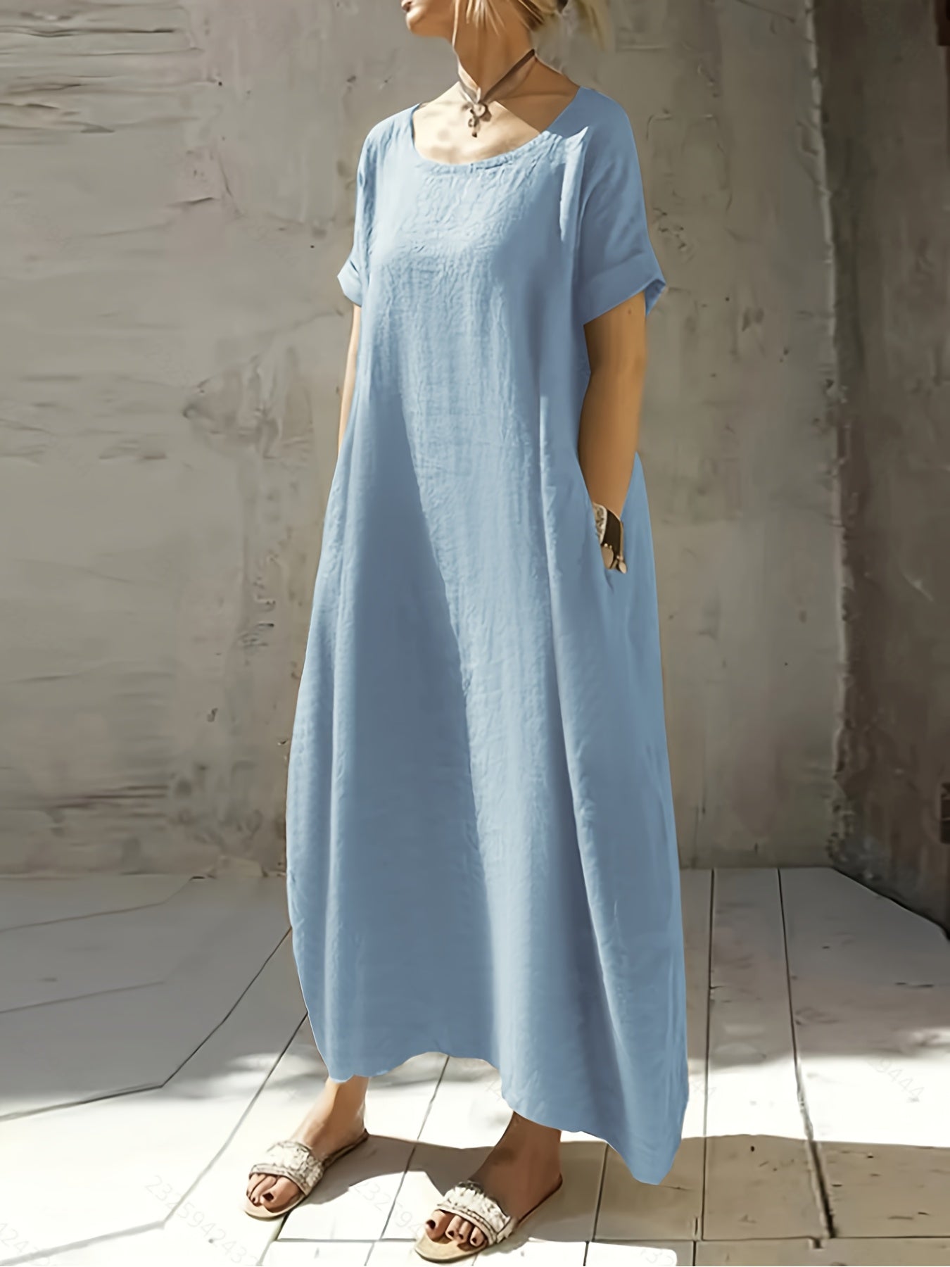 Falyth | Breezy Pocket Midi-jurk – Losse casual zomerjurk voor dames