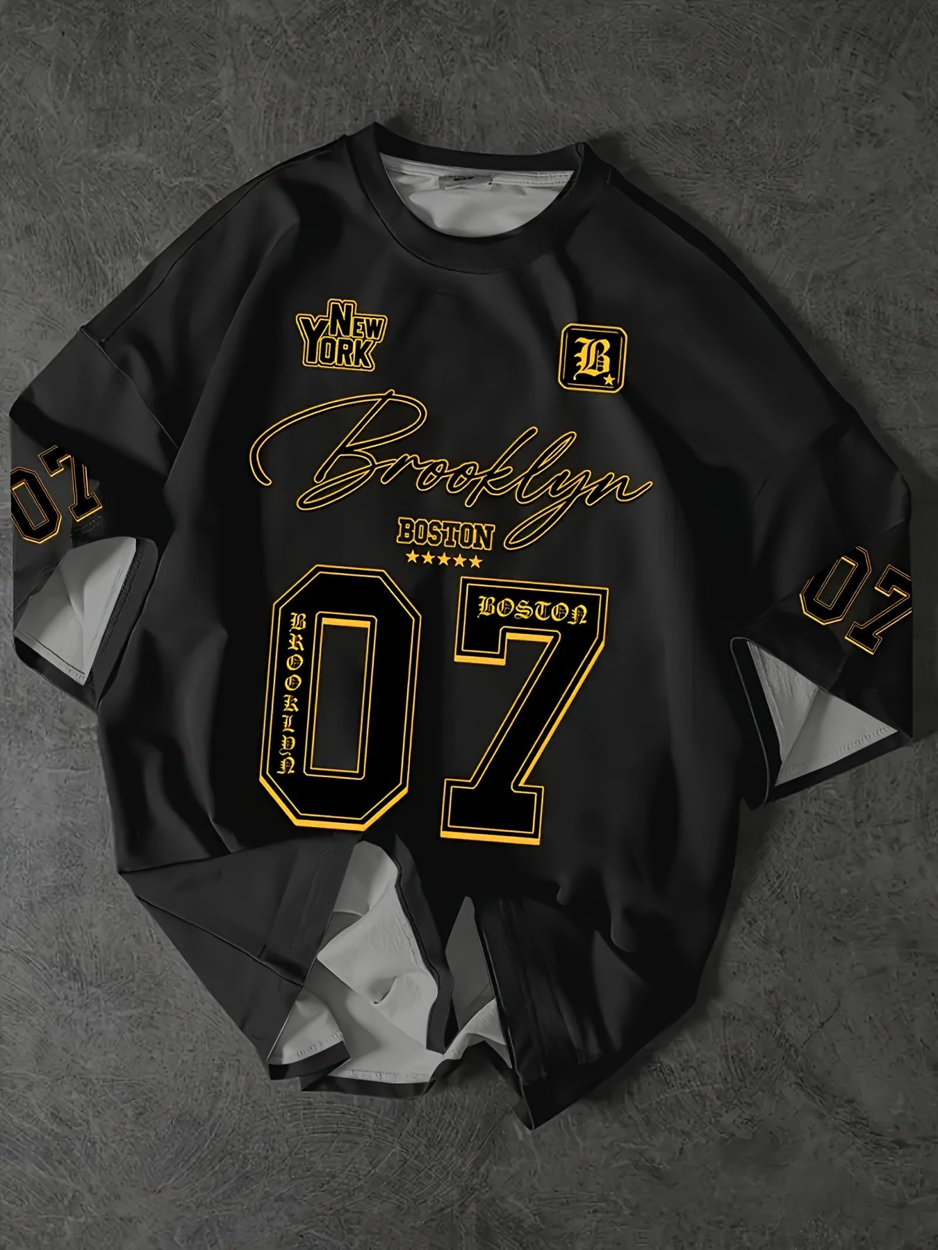 Isen | Heren T-shirt met grafische print Brooklyn 07, oversized pasvorm, casual streetwear