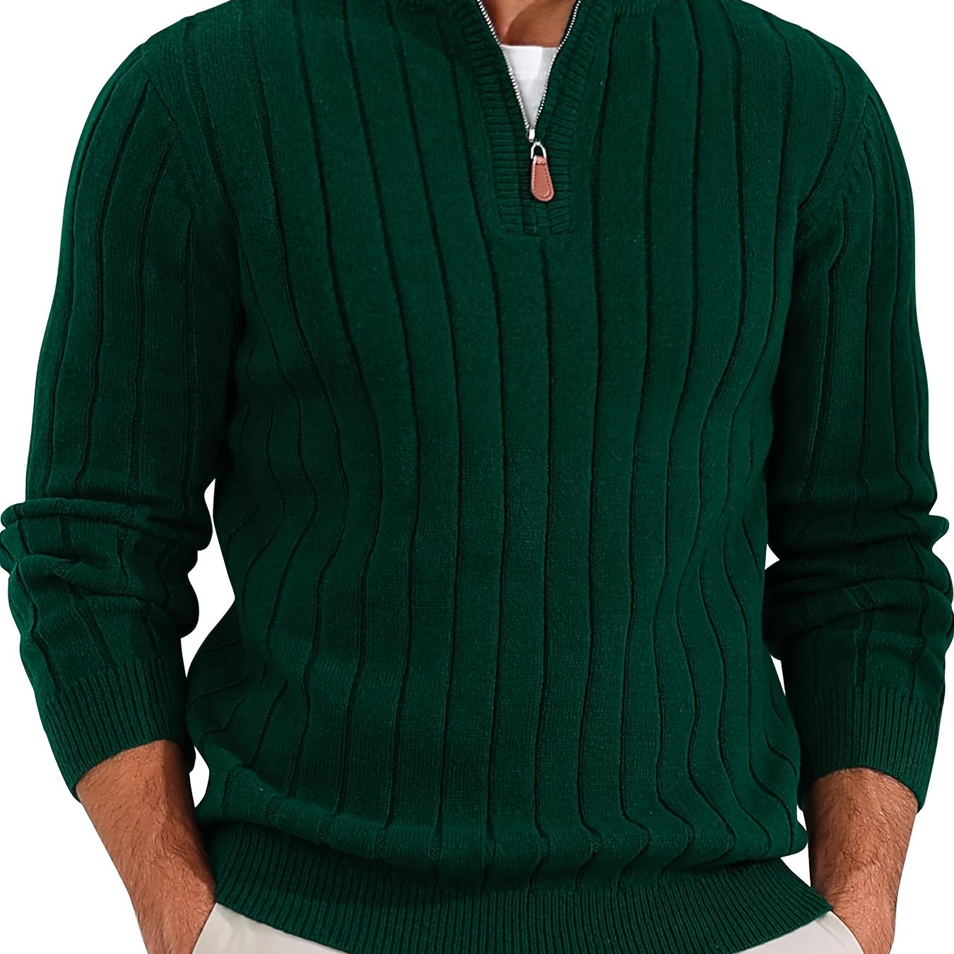 Brinor | Heren trui met halve rits – Casual trui met opstaande kraag, losse pasvorm, ritssluiting