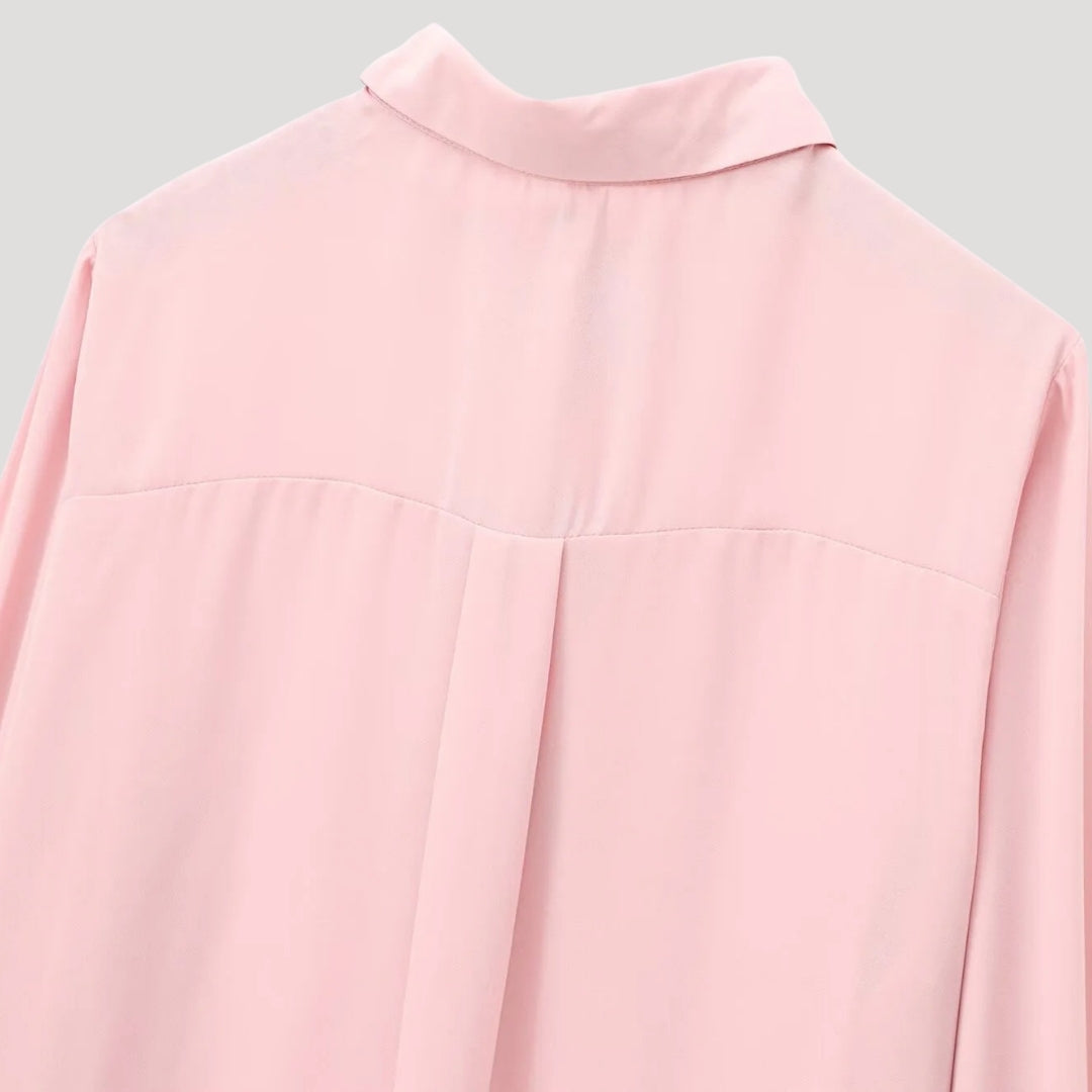 Ylena | Damesblouse met stippen en strik – Chiffon blouse met lange mouwen, elegante kantoor top