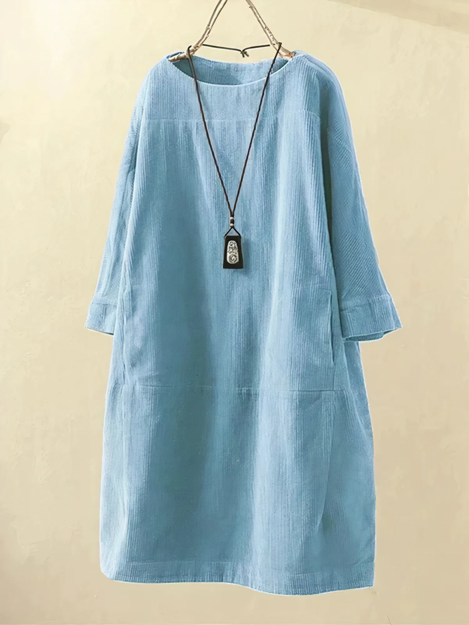Iona | Dames corduroy jurk – Midi overhemdjurk met lange mouwen