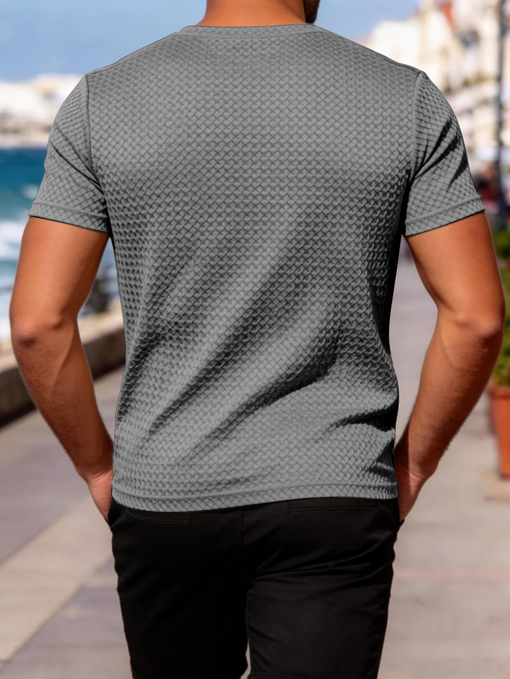 Gavi |Heren ademend sport T-shirt – geruit stretch shirt met korte mouwen