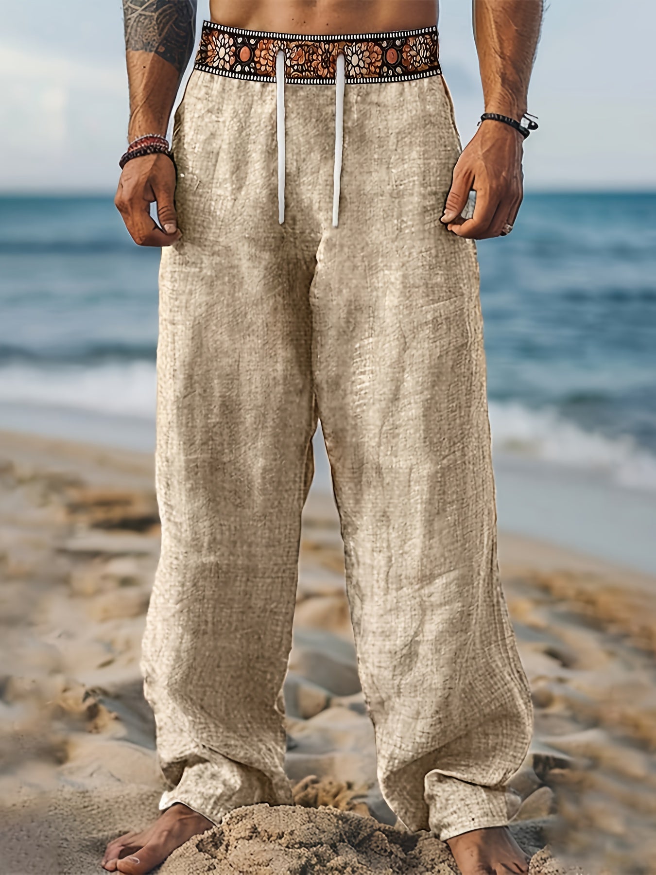 Eryas | Heren Casual Lange Broek met Trekkoord – Lichtgewicht, Voor Strand, Dagelijks Gebruik & Zomer