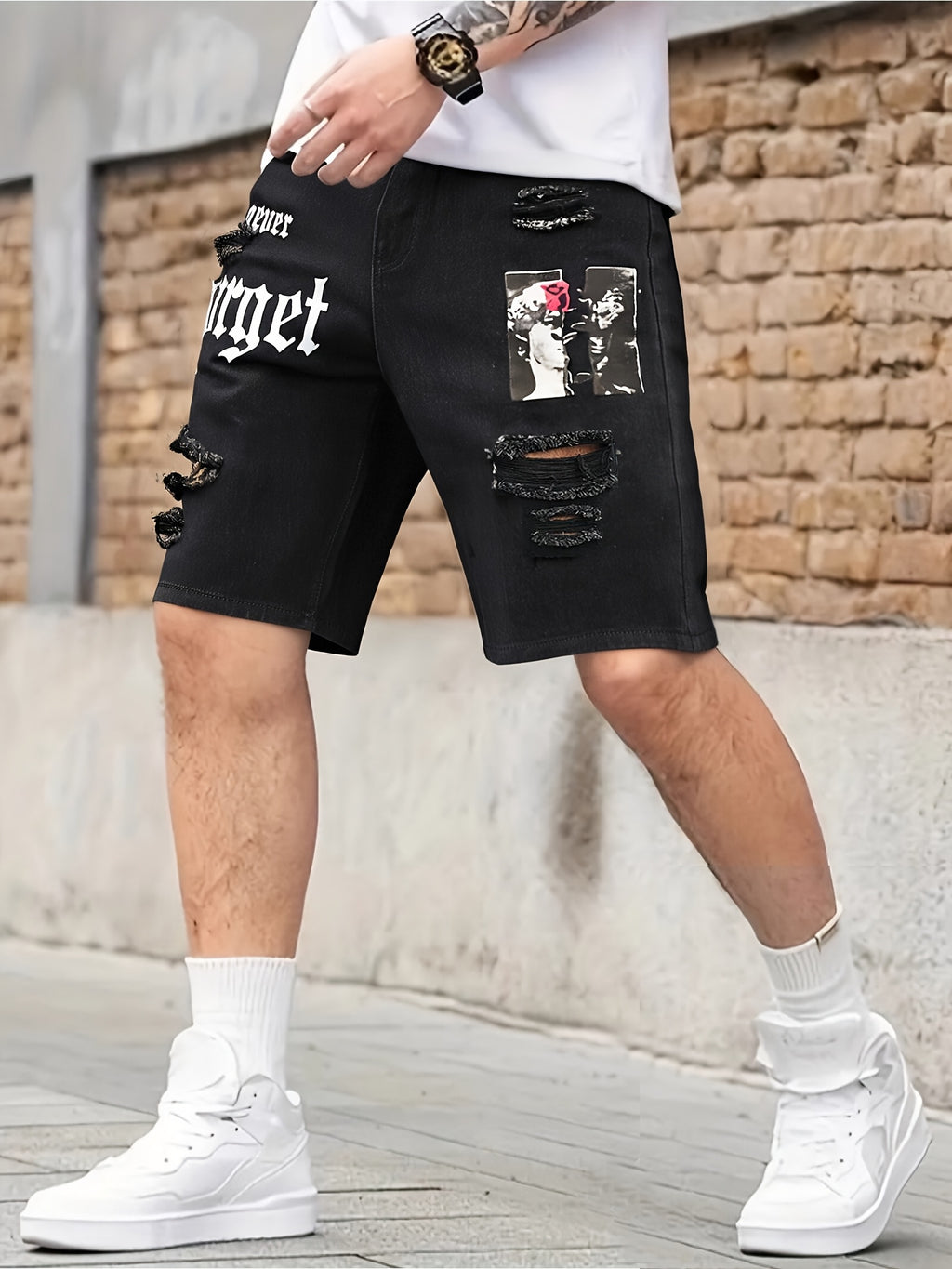 Therix | Heren-jeansshort met verweerde look – gescheurd, losse pasvorm