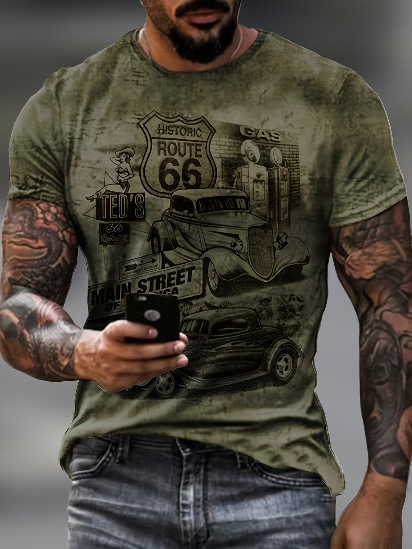 Galvian | Heren Grafisch Zomer T-shirt – Lichtgewicht Bedrukt Shirt met Korte Mouwen