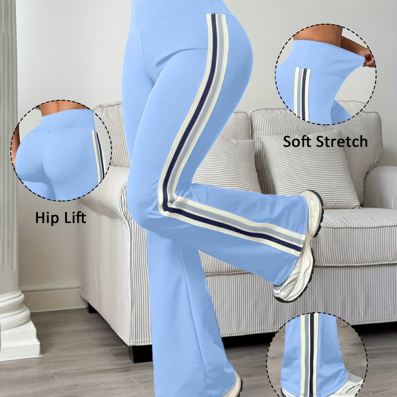 Alinae | Kleurrijke hardloopbroek voor dames – Uitlopende sportlegging, compressiepasvorm, heupverhogend