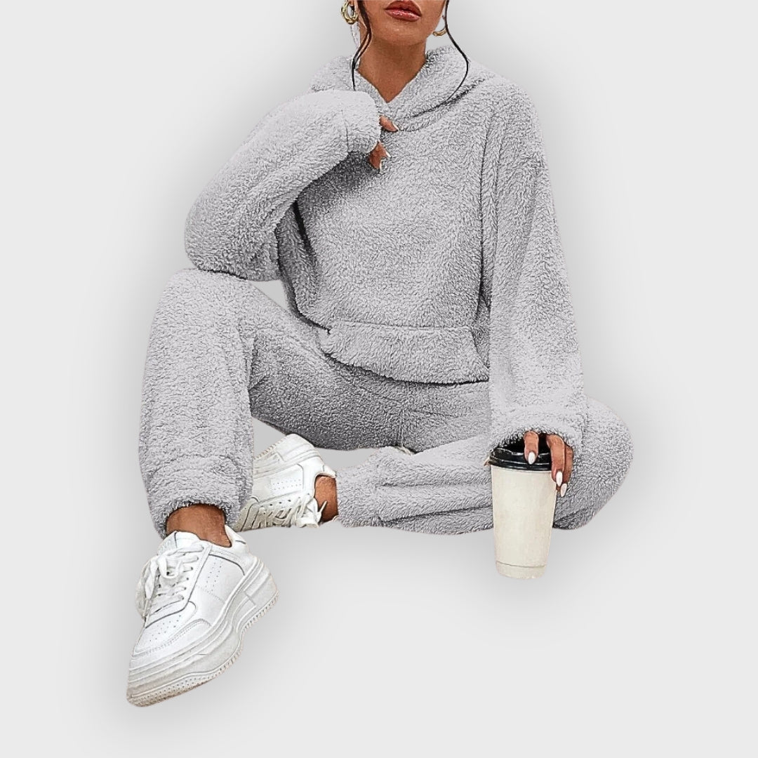 Corenne | Teddy loungewear set voor dames, ultrazachte hoodie en broek, comfortabele loungewear