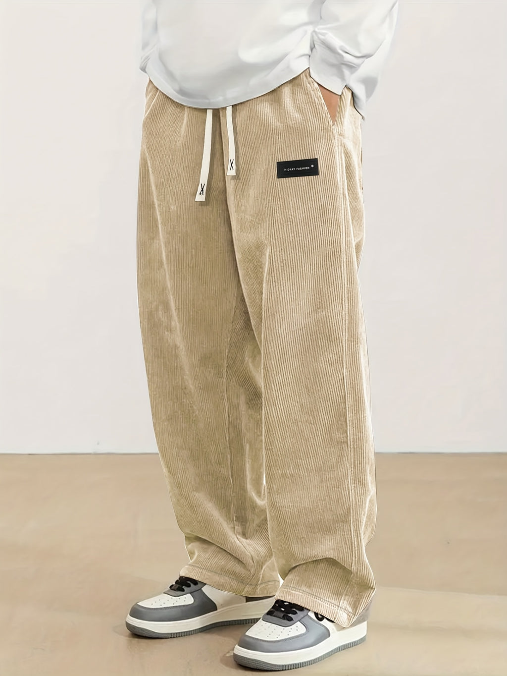 Corvian | Heren Corduroy Broek met Trekkoord – Rechte Casual Sweatpants voor Lente & Herfst