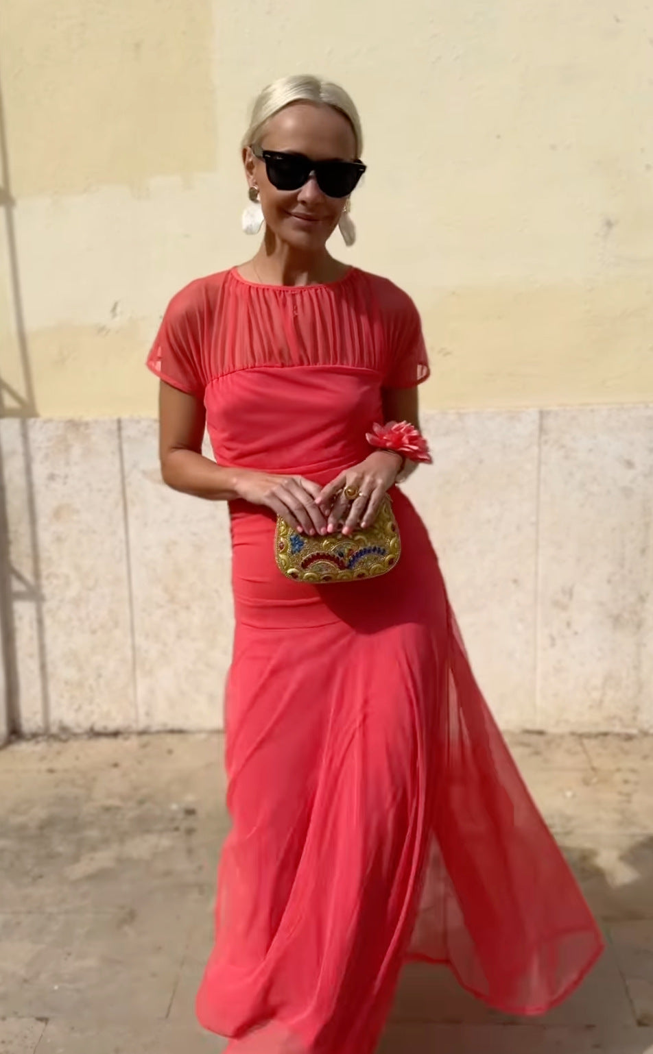 Vaelissey | Chiffonjurk voor dames – Elegante midi-jurk met ronde hals