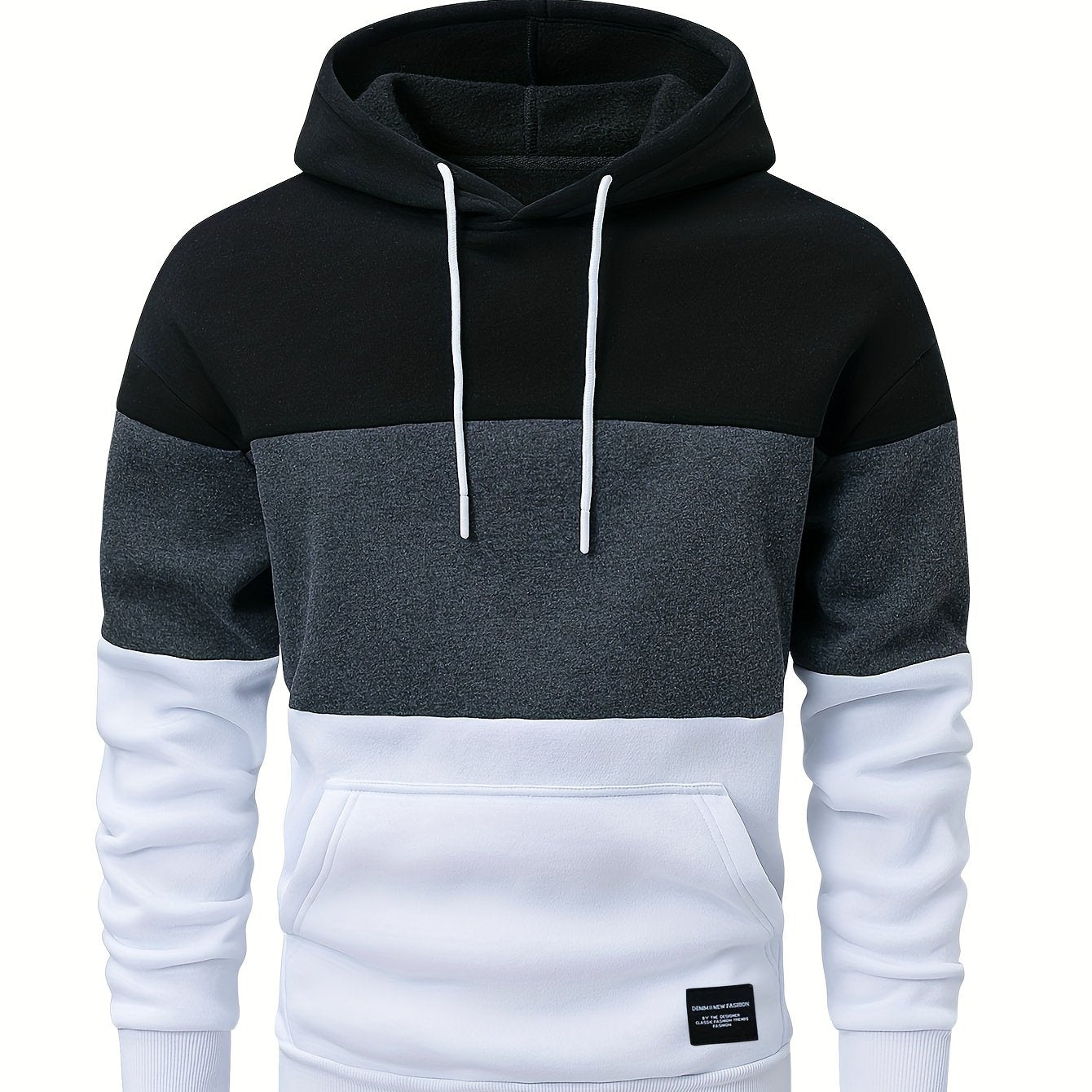 Eitan | Oversized hoodie voor heren met kleurblokken – Tweekleurige pullover met zakken