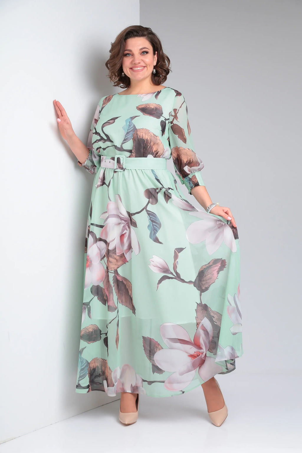 Nirae | Boho-jurk met bloemenprint  Elegante lange damesjurk met riem