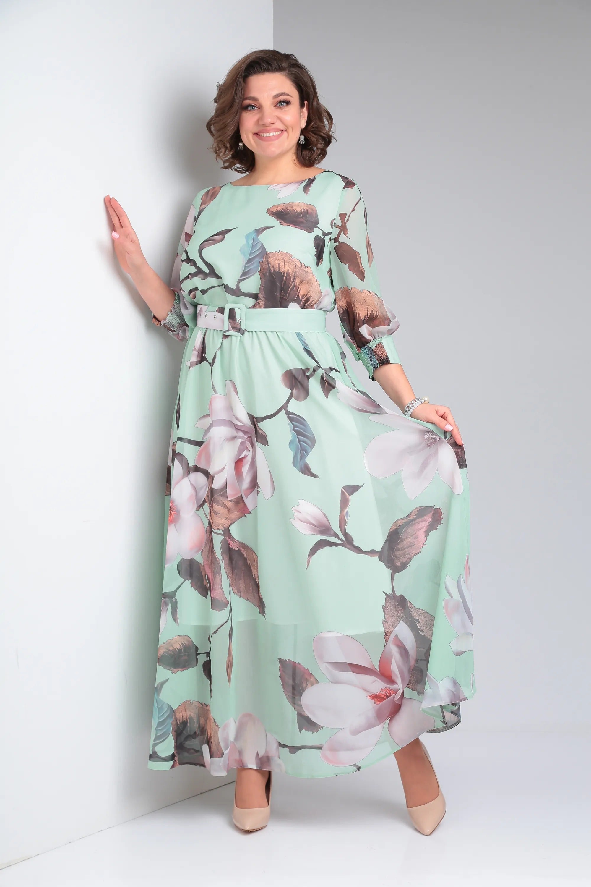 Nirae | Boho-jurk met bloemenprint  Elegante lange damesjurk met riem