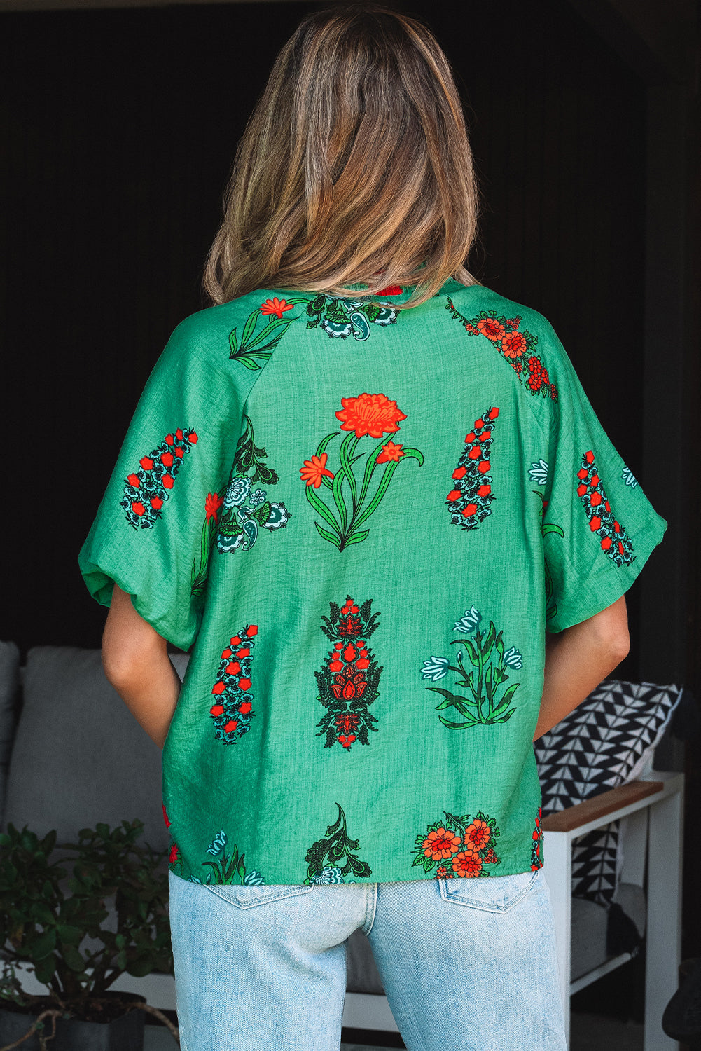 Galenya | Dames Blouse met Bloemenprint en V‑Hals