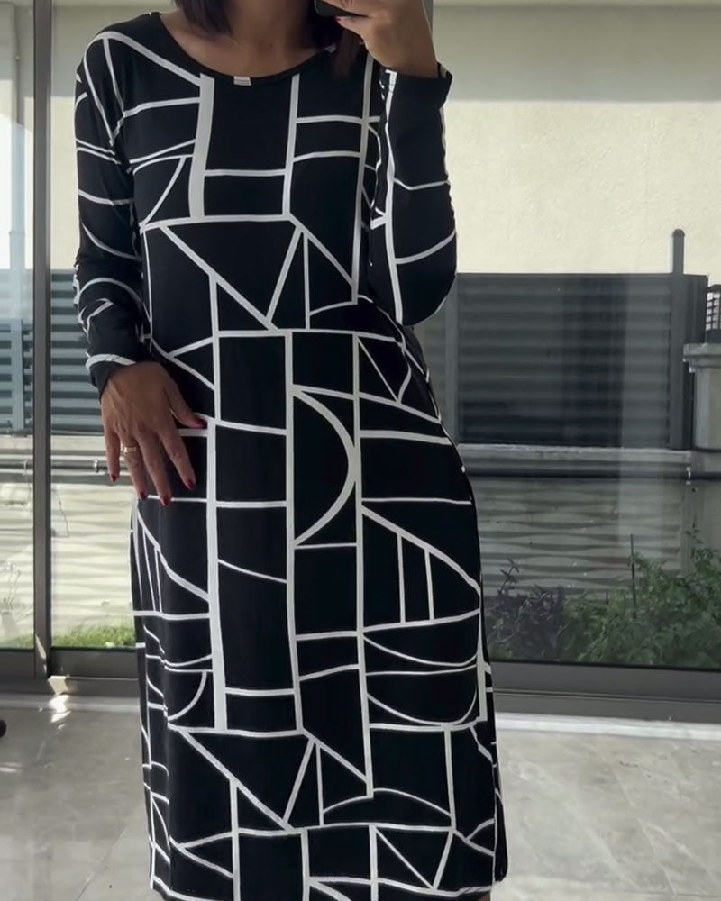 Lyris | Damesjurk met print, lange mouwen, casual comfortabele pasvorm