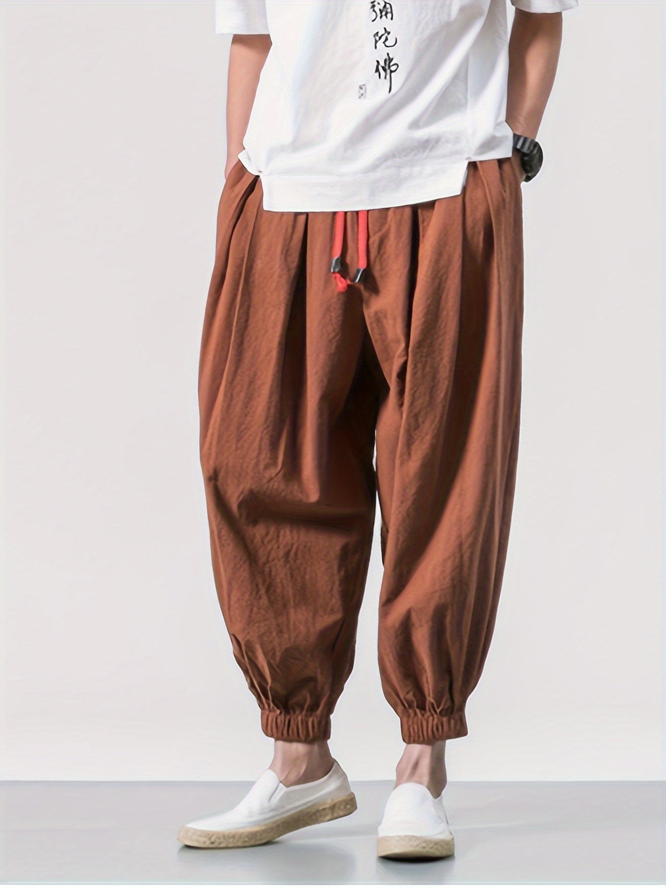 Rhaegar | Schwarze Leinenhose für Herren – leicht, lockere Passform, elastischer Bund, Kordelzug