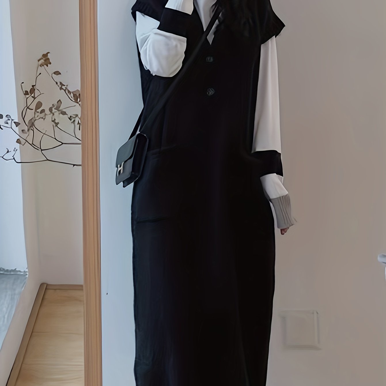 Rylthia | Mouwloze Gebreide Midi Jurk met Zakjes – Layering Tankjurk, Zachte Stretch Knit