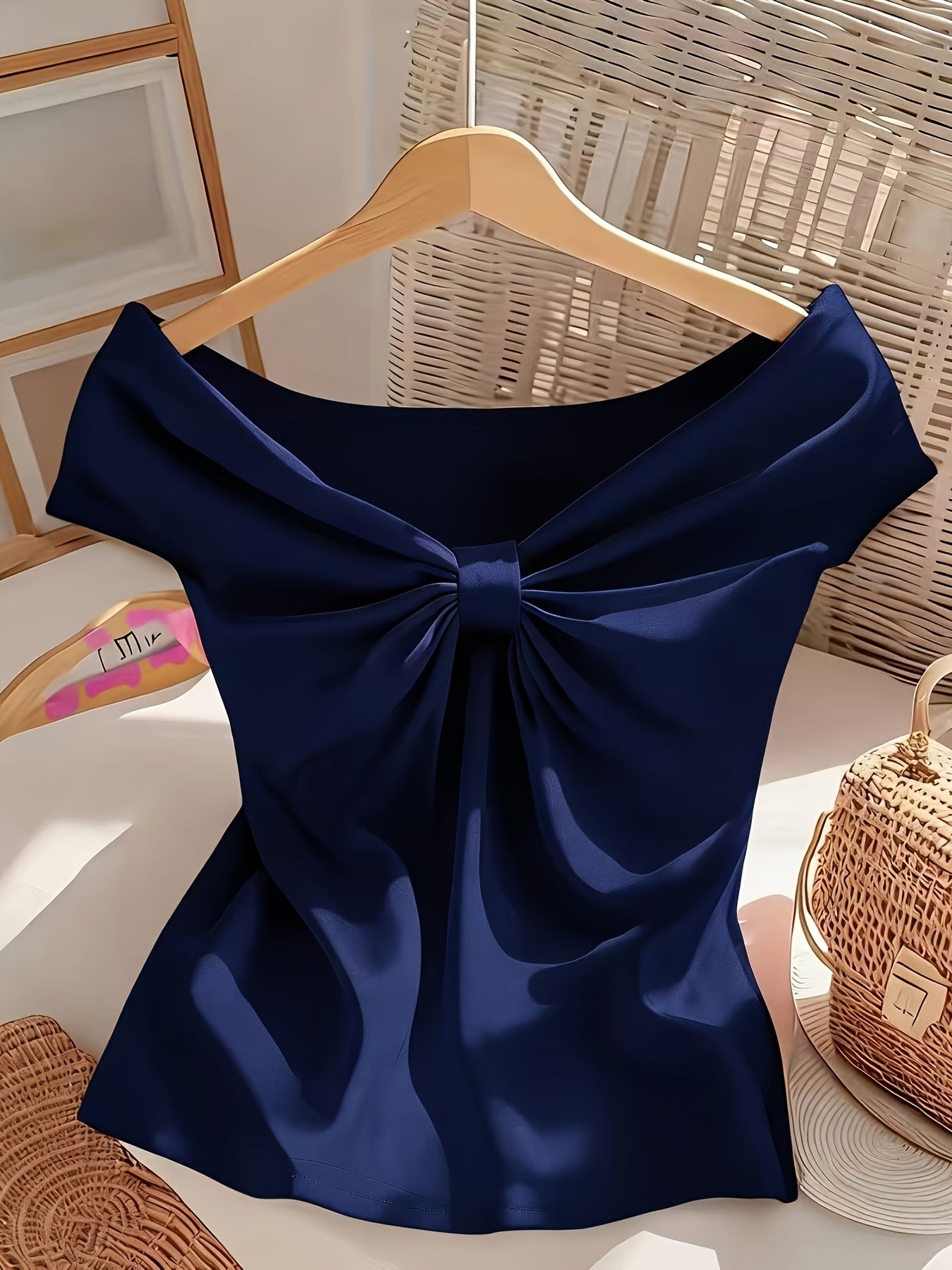Lyna | Dames off-shoulder top – chique elegante blouse met korte mouwen, slim fit casual zomerblouse