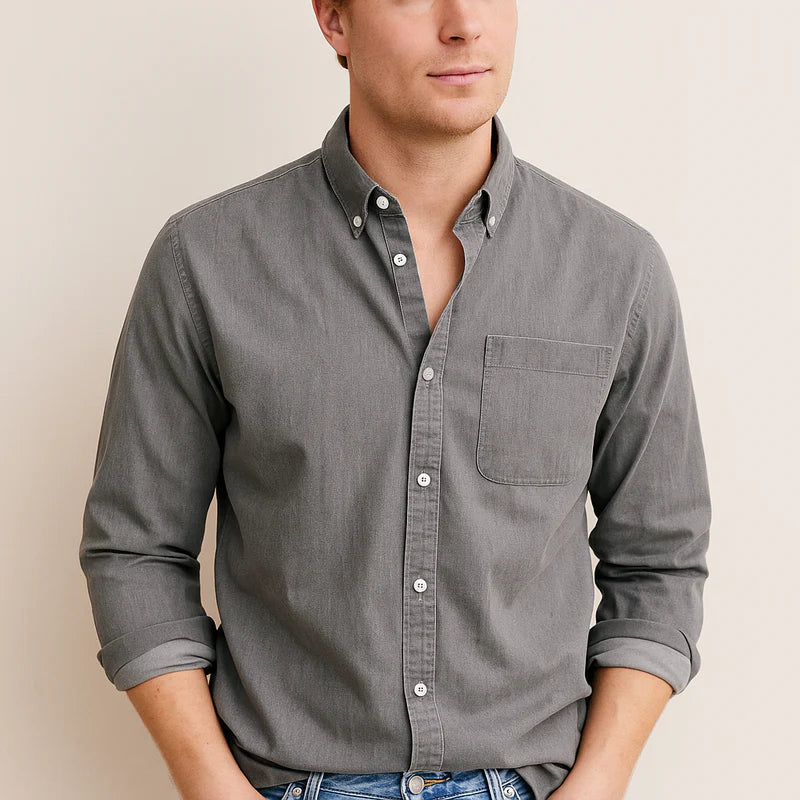 Eryx | Heren casual linnen overhemd – ademend model met lange mouwen en knoopsluiting