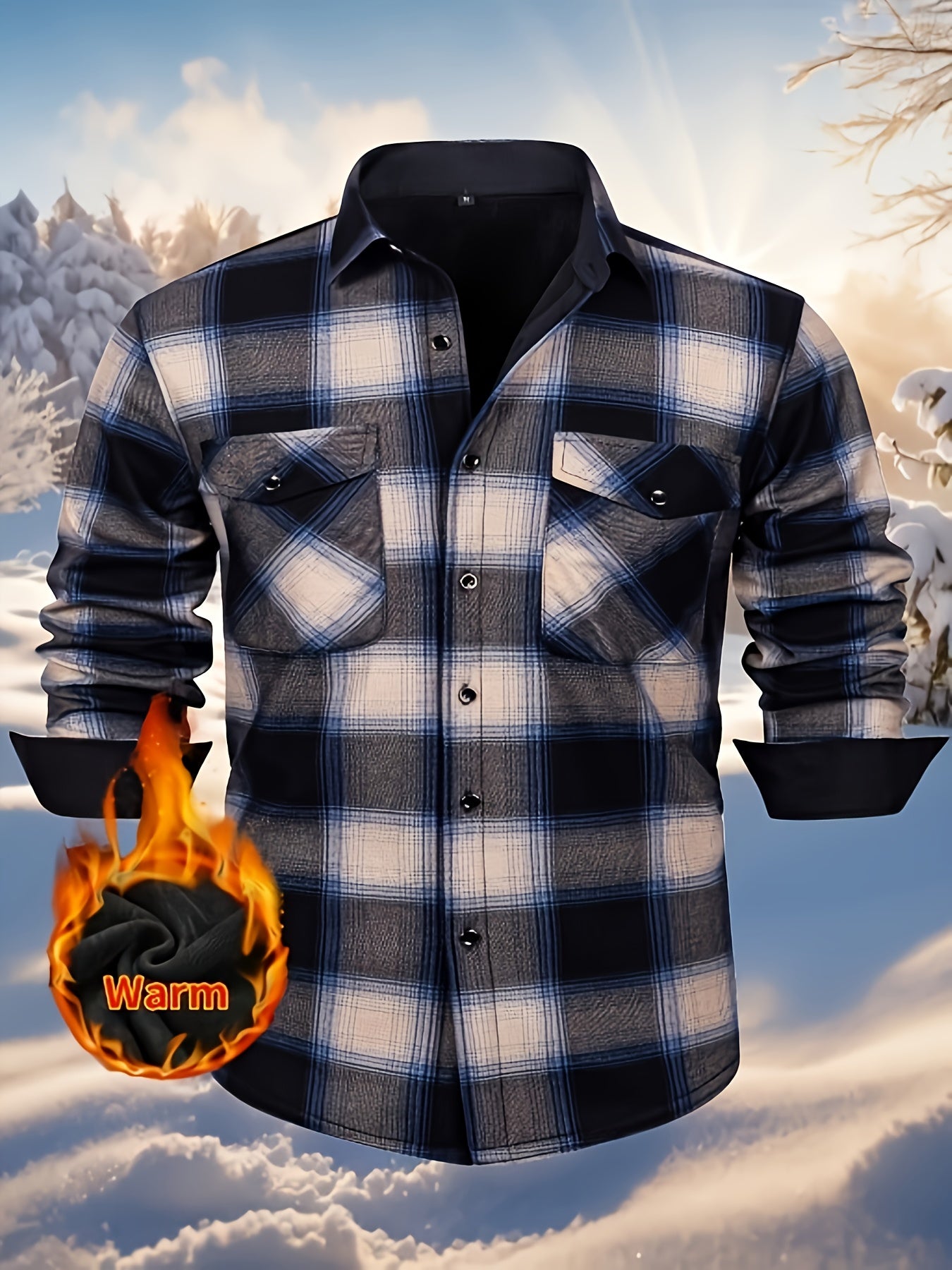 Simeon | Chemise en flanelle thermique épaisse pour homme – motif à carreaux épais d'hiver avec boutons