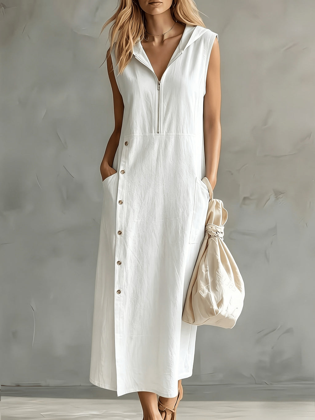 Kyrina | Zomerjurk met capuchon voor dames, casual, losse pasvorm, lichtgewicht, comfortabel