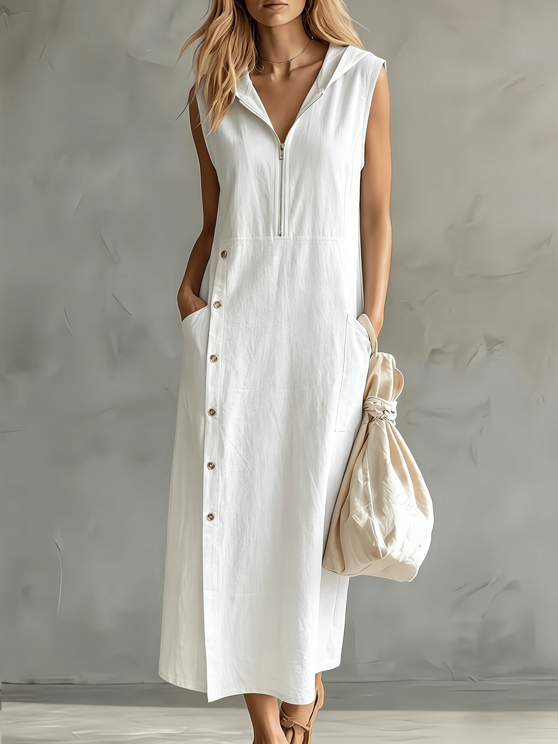 Kyrina | Zomerjurk met capuchon voor dames, casual, losse pasvorm, lichtgewicht, comfortabel