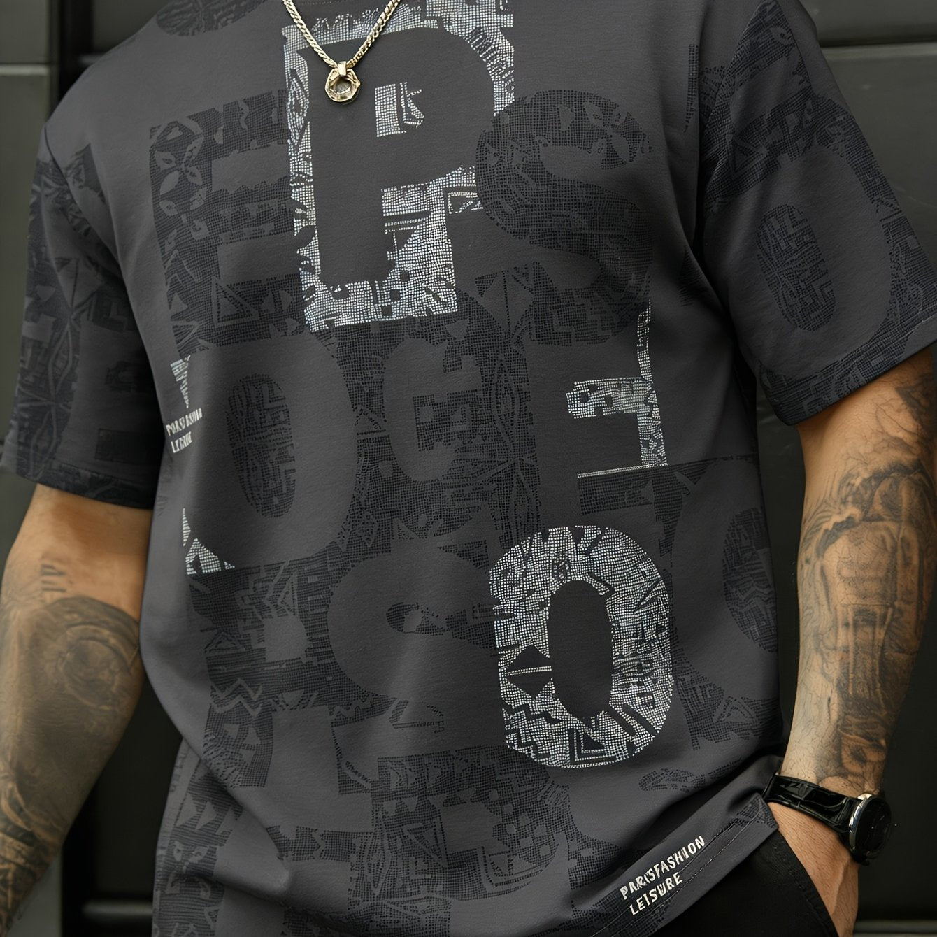 Benu | Heren zomers graphic T-shirt – losvallend T-shirt met ronde hals en korte mouwen