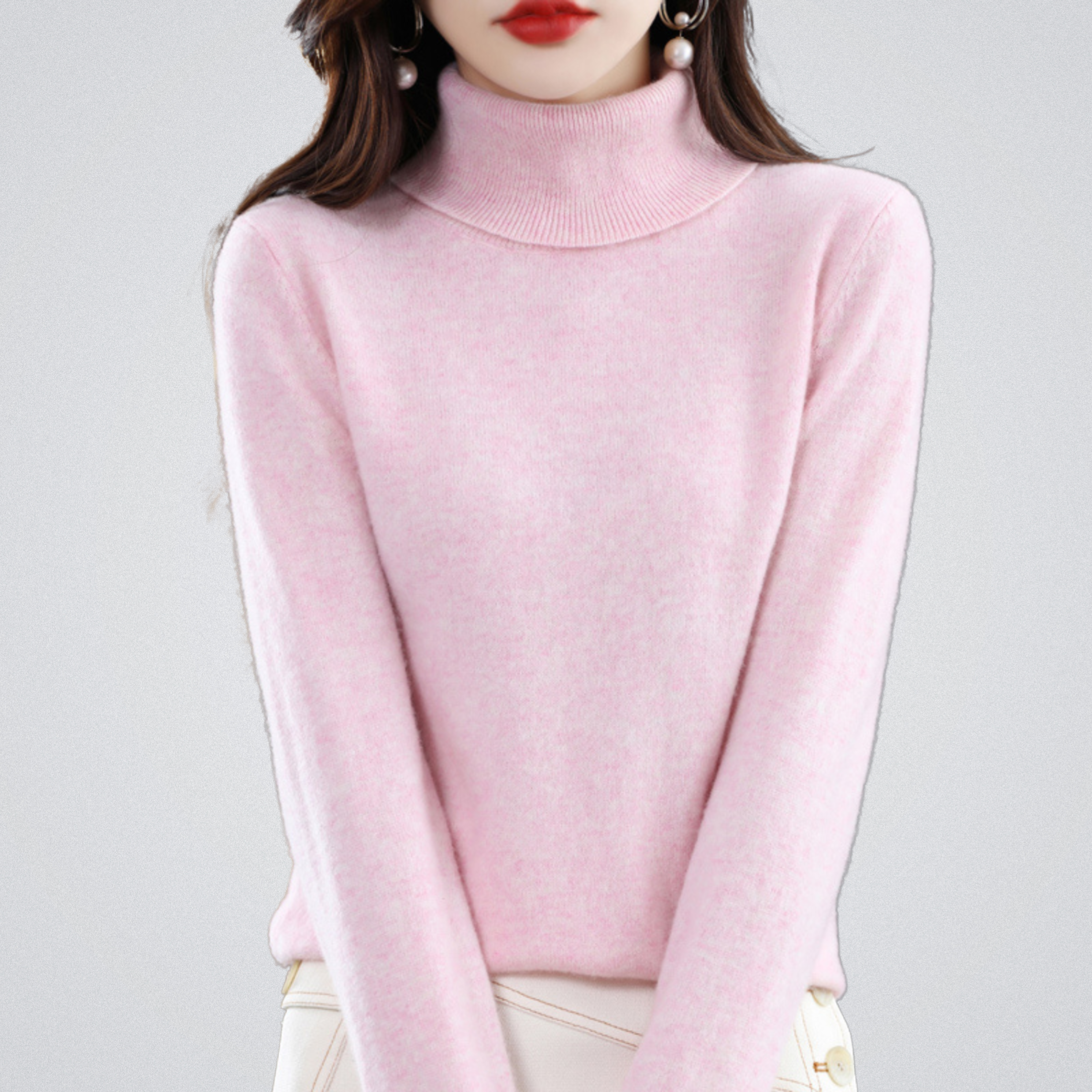 Lurina | Zachte coltrui voor dames – Gebreide trui met lange mouwen, warme casual wintertrui