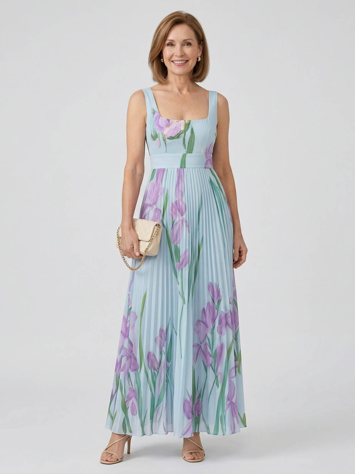 Elissa | Dames Bloemen Geplooide Maxi Jurk – Mouwloos, Elegante Zomer Maxi Jurk