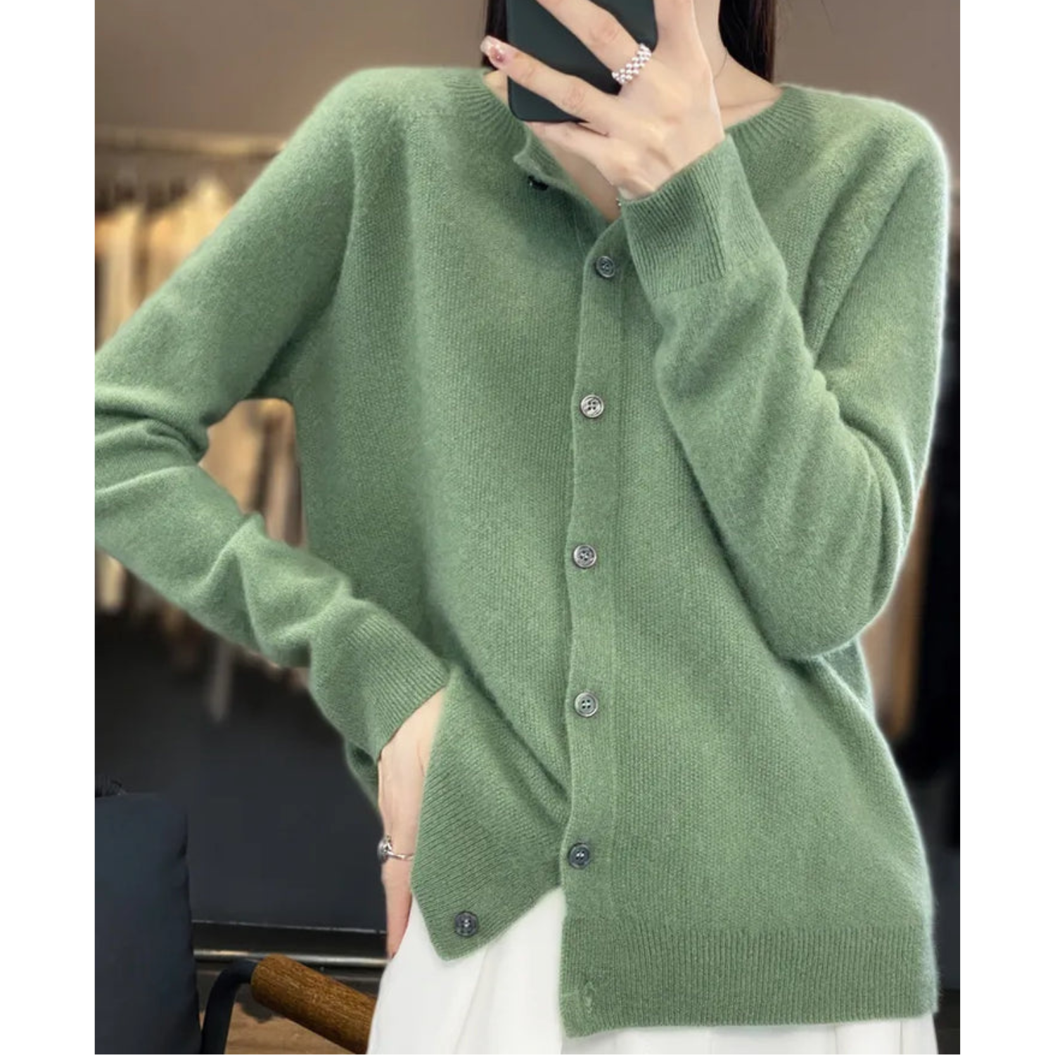 Marenne | Damen-Cardigan aus Kaschmir und Merinowolle, weicher Strickpullover, leichte Schicht