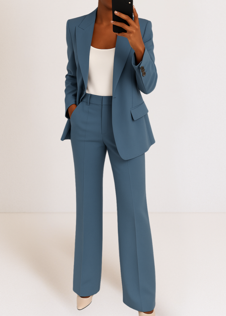 Tynara | Tailleur pantalon deux pièces ajusté pour femme - veste et pantalon droit, idéal pour le bureau