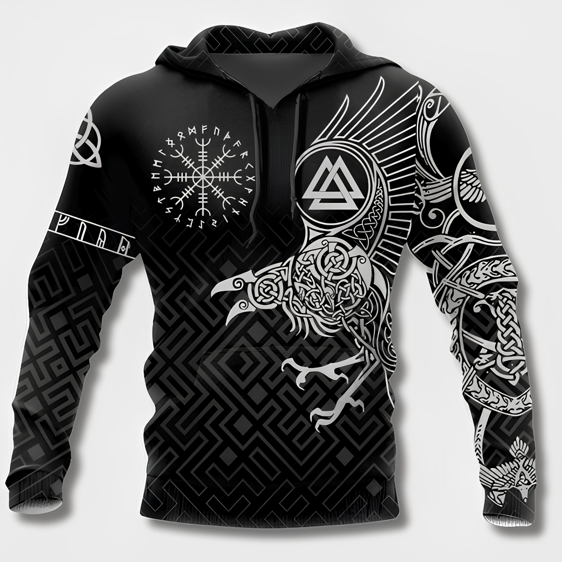Jovanovic | Sweat à capuche Warrior Viking Tribal pour homme – Sweat imprimé, style streetwear décontracté