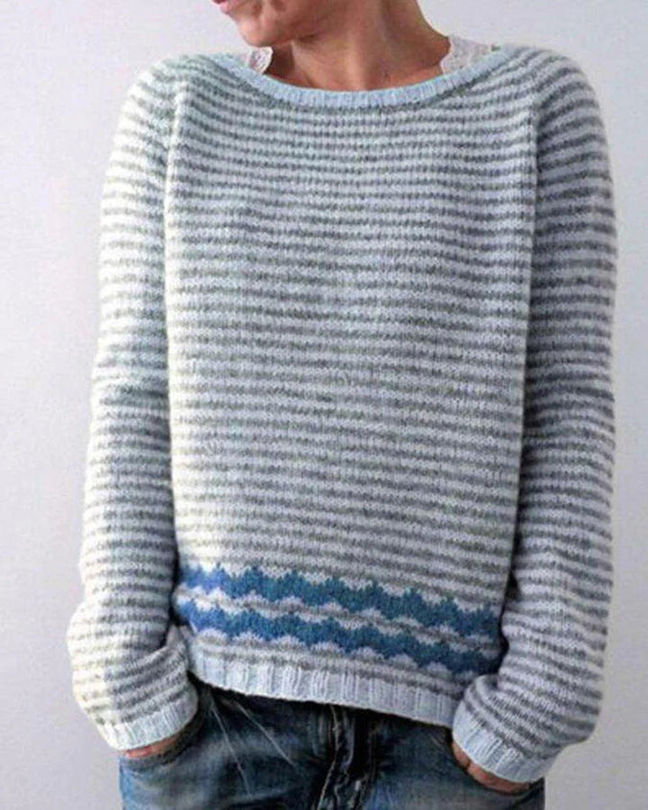 Terynna | Retro-Strickpullover für Damen mit geometrischem Muster – Langärmliger Vintage-Pullover 