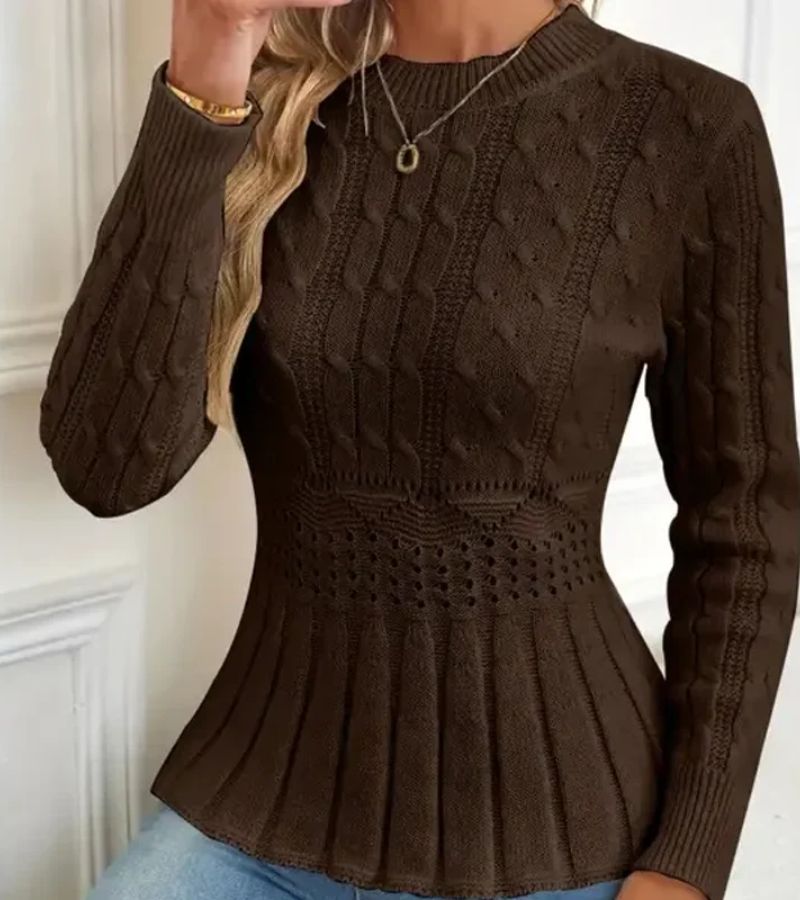 Calyxia | Elegante peplum-trui voor dames – zachte, lichtgewicht tricot, casual met lange mouwen
