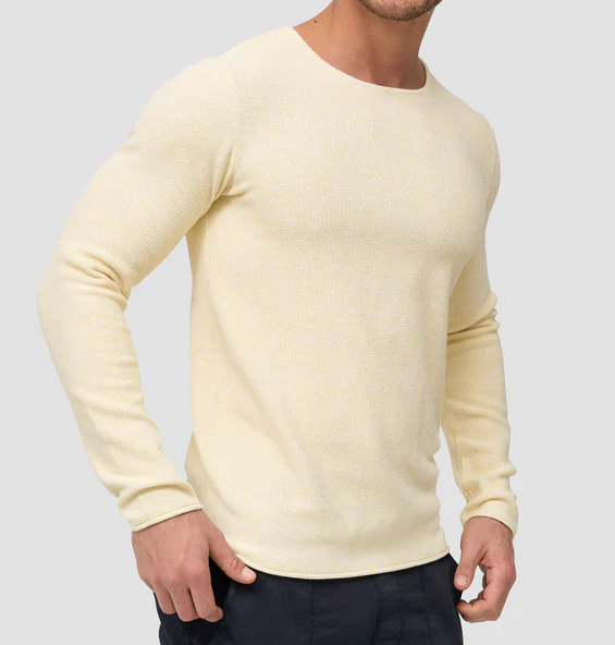 Lorvric | Pull classique à col rond pour homme – Pull léger et respirant en maille, haut décontracté